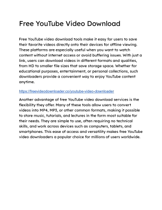 Free YouTube Video Download