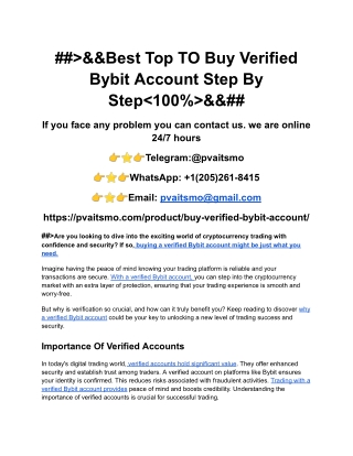 ##_&&Best Top TO Buy Verified Bybit Account Step By Step_100%_&&##