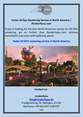Faster 3d Gpu Rendering Service In North America  Render4you.com