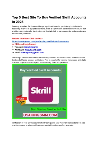 Top 5 Best Site To Buy Verified Skrill Accounts in 2025