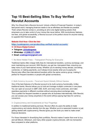 Top 15 Best-Selling Sites To Buy Verified Revolut Accounts