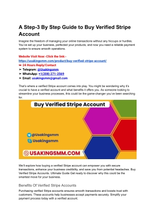 A Step-3 By Step Guide to Buy Verified Stripe Account
