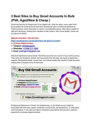 3 Best Sites to Buy Gmail Accounts In Bulk (PVA, Aged_New & Cheap )