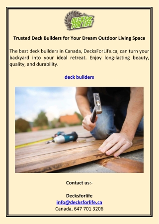 Trusted Deck Builders for Your Dream Outdoor Living Space