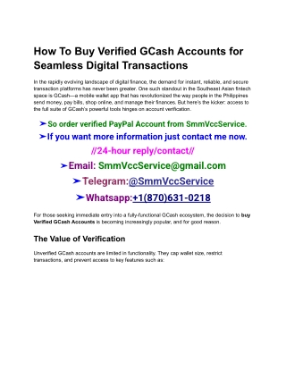How To Buy Verified GCash Accounts for Seamless Digital Transactions