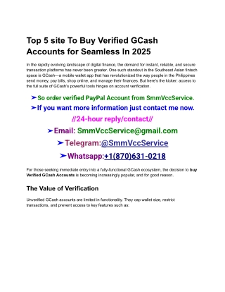 Best 5 site To Buy Verified GCash Accounts for Seamless In 2025