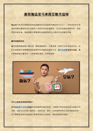 高效海运至马来西亚散货运输