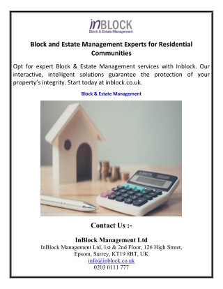 Block and Estate Management Experts for Residential Communities