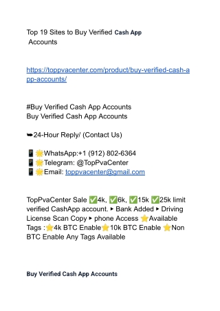 Top 19 Sites to Buy Verified Cash App