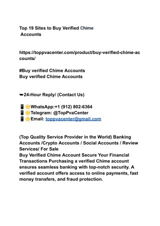 Top 19 Sites to Buy Verified Chime