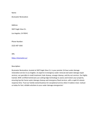 Drymaster Restoration