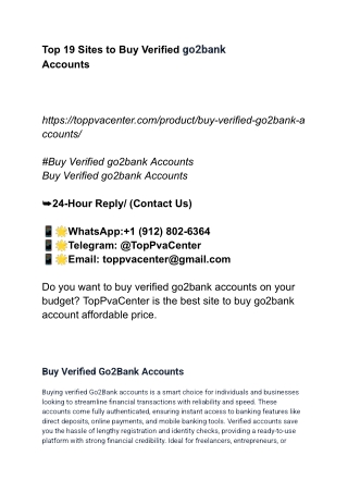 Top 19 Sites to Buy Verified go2bank