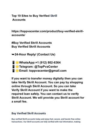 Top 19 Sites to Buy Verified Skrill