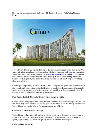 Discover Luxury Apartments in Noida with Prateek Group
