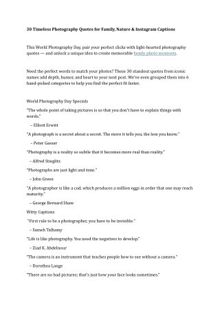 30 Timeless Photography Quotes for Family, Nature & Instagram Captions