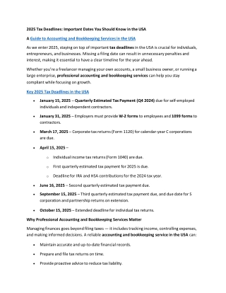 2025 Tax Deadlines: Important Dates You Should Know in the USA