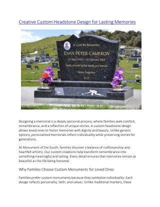 Creative Custom Headstone Design for Lasting Memories