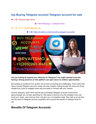 Top 2 Best Sites to Buy Telegram Accounts in 2025 (PVA)