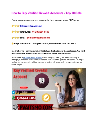 How to Buy Verified Revolut Accounts - Top 10 Safe …