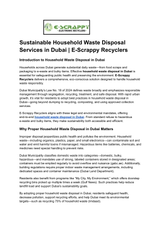 Sustainable Household Waste Disposal Services in Dubai _ E-Scrappy Recyclers