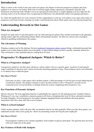 Progressive Vs Repaired Jackpots: Which Is Much better?