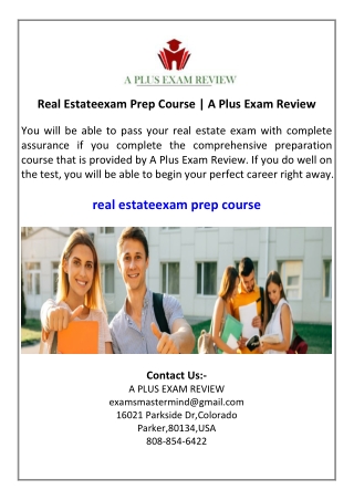 Real Estateexam Prep Course  A Plus Exam Review