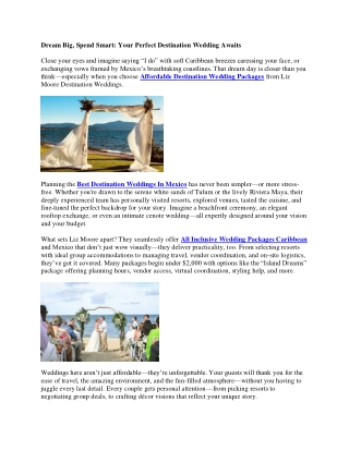 Dream Big Spend Smart- Your Perfect Destination Wedding Awaits