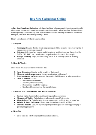 Box Size Calculator Online