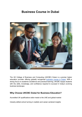 Business course in Dubai