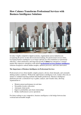 professional services business intelligence