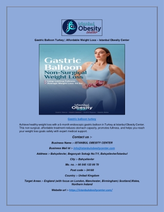 Gastric Balloon Turkey | Affordable Weight Loss – Istanbul Obesity Center