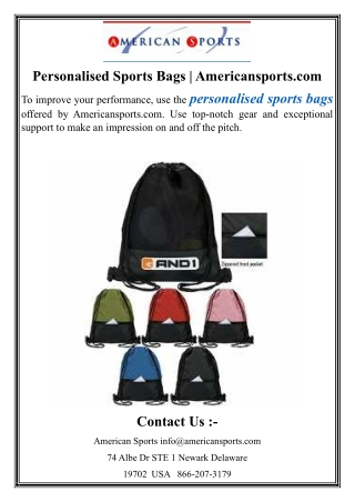 Personalised Sports Bags  Americansports