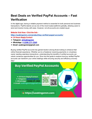 Best Deals on Verified PayPal Accounts – Fast Verification