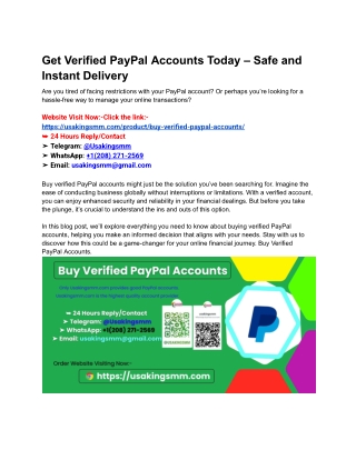 Get Verified PayPal Accounts Today – Safe and Instant Delivery
