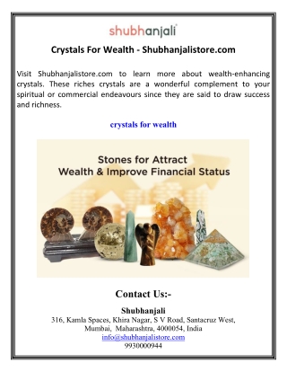 Crystals For Wealth - Shubhanjalistore.com
