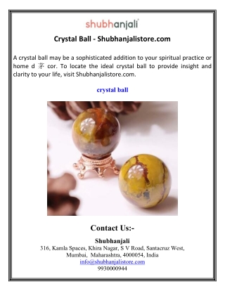 Crystal Ball - Shubhanjalistore.com