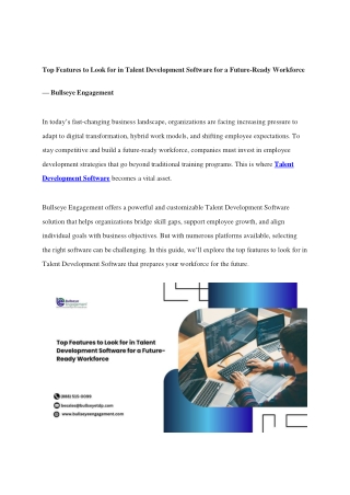 Top Features to Look for in Talent Development Software for a Future-Ready Workforce — Bullseye Engagement