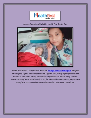 old age home in whitefield