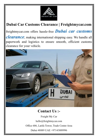 Dubai Car Customs Clearance  Freightmycar