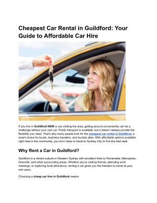 Cheapest Car Rental in Guildford: Your Guide to Affordable Car Hire
