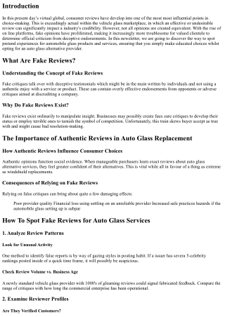 How To Spot Fake Reviews for Auto Glass Services
