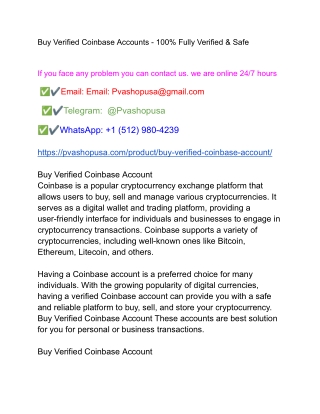Buy Verified Coinbase Accounts - 100% Fully Verified & Safe