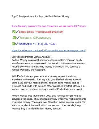 _Top10 Best platforms for Buy ,,Verified Perfect Money ...