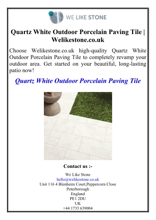 Quartz White Outdoor Porcelain Paving Tile | Welikestone.co.uk