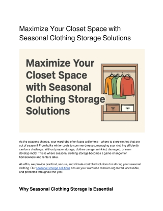 Maximize Your Closet Space with Seasonal Clothing Storage Solutions