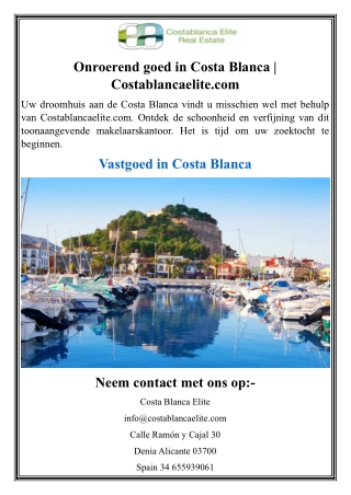 Onroerend goed in Costa Blanca  Costablancaelite
