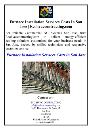 Furnace Installation Services Costs In San Jose | Ecohvaccontracting.com