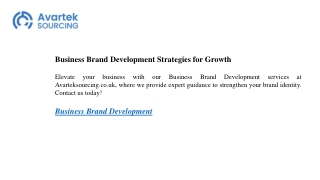 Business Brand Development Strategies for Growth