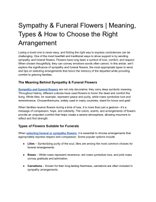 Sympathy & Funeral Flowers | Meaning, Types & How to Choose the Right Arrangemen