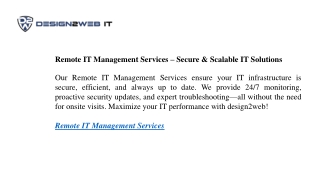 Remote IT Management Services – Secure & Scalable IT Solutions